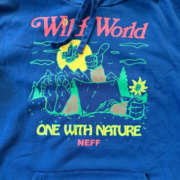 NEFF Forever Fun “Wild World” One with Nature Hoodie Sweatshirt in Blue Size XL - Picture 3 of 6